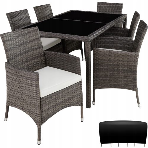 Tables et chaises de jardin pour la terrasse Table et chaises modernes TecTake en rotin techno gris