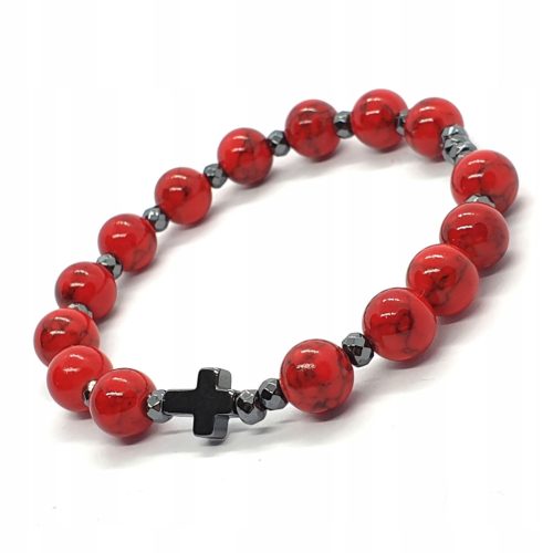  ROSARY bracelet for hand Howlite Red