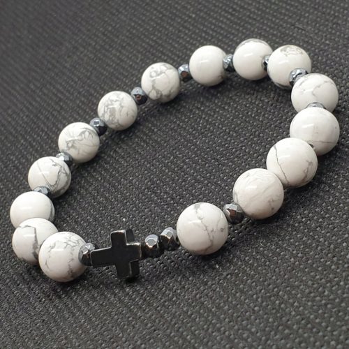  ROSARY bracelet on the hand Howlite White