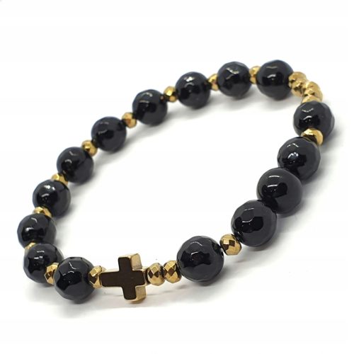  ROSARY bracelet on the hand Onyx Black Facet