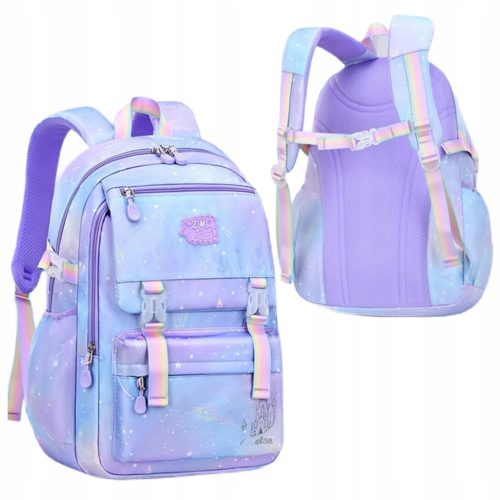 Purple Elsa Waterproof School Backpack for Girls