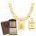  GOLDEN FULL MEN'S CHAIN ARMOR WITH MEDAL PR. 925 585 FREE ENGRAVING