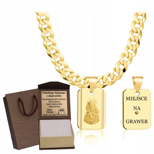  GOLDEN FULL MEN'S CHAIN ARMOR WITH MEDAL PR. 925 585 FREE ENGRAVING