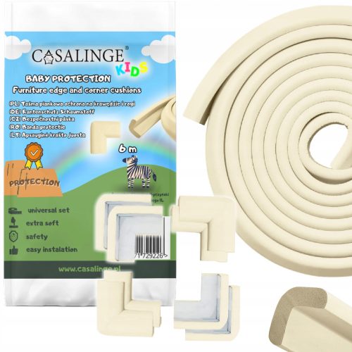  Protection set for corners and edges of CASALINGE furniture, 6 m, beige, 9 pieces.