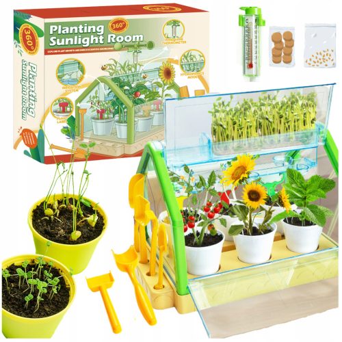 MINI GARDEN FOR CHILDREN, GREENHOUSE, GROWTH, THERMOMETER, SEEDS, AUTOMATIC IRRIGATION