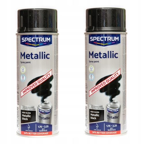 2x BLACK-METALLIC ACRYLIC GLOSS PAINT SPRAY 400 ml