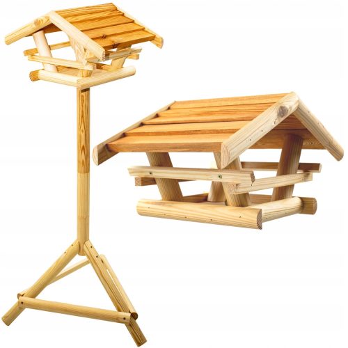  LARGE, SOLID STANDING WOODEN BIRD FEEDER