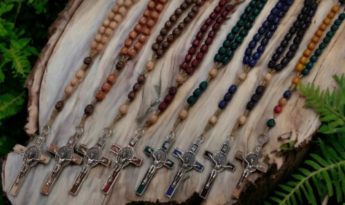  Large wooden Saint Benedict rosary on a string