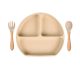  Silicone plate with suction cup for children + beige cutlery BLW 6m+ Chichi