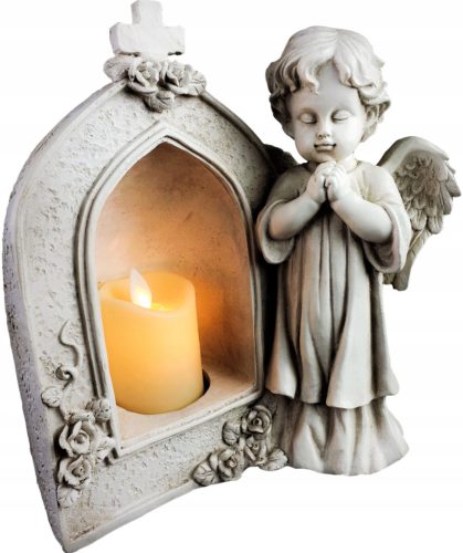 Decorative figures and sculptures for the home LIGHTING ANGEL CHAPEL WITH CANDLE CANDLE 26CM BATTERIES ANGEL INSERT OF THE CANDLE