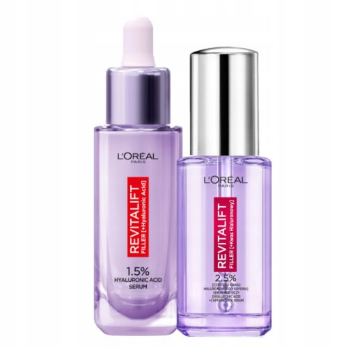  L'Oreal Revitalift Filler Set: Anti-wrinkle facial serum with hyaluronic acid, moisturizing eye serum with vitamin Cg and niacinamide