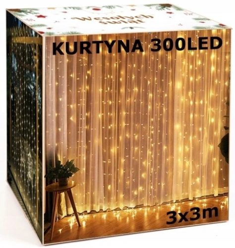  LIGHT CURTAIN 300LED LAMPS REMOTE GARLAND 3x3m WARM WHITE