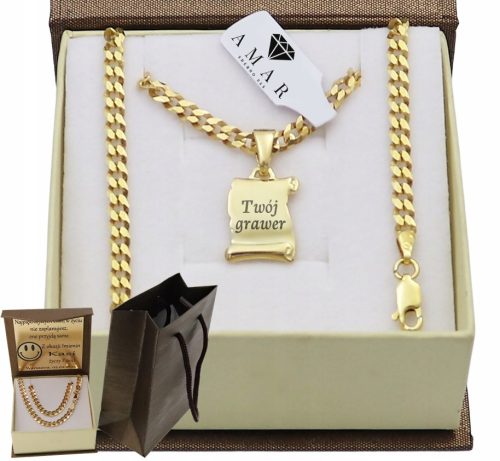  WOMEN'S GOLDEN FULL CHAIN PANCERKA WITH PENDANT PR. 925 585 FREE ENGRAVING