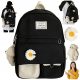  Simple school backpack Nela the little reporter Women's school backpack Blume01) Black 0 l + BEAR + FLOWER TeddyBloom