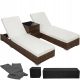 Sun loungers and garden and terrace TecTake Technorattan lounger in beige and brown