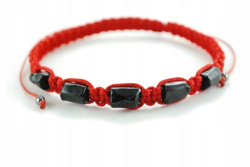  Happiness bracelet red thread BLACK TOURMALINE protective stone macrame