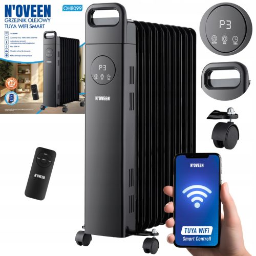  OIL RADIATOR 2500W 11 FINS N'OVEEN OH8099 Tuya WiFi Smart + REMOTE CONTROL