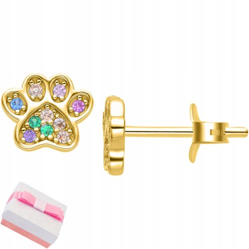  GOLDEN EARRINGS GOLD PLATED STUDS SCREW PAWS 925 SILVER FOR GIRL