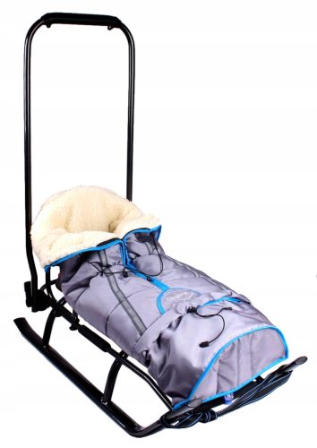  Sled with backrest, sleeping bag, pusher for children, solid, lightweight, aluminum belts, PL