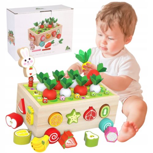  SORTER LOGIC GAME WORMS VEGETABLES EDUCATIONAL MOTESSORI WOODEN PED