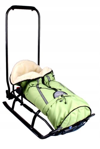  Children's sled with backrest, sleeping bag, pusher, solid, lightweight aluminum belts PL