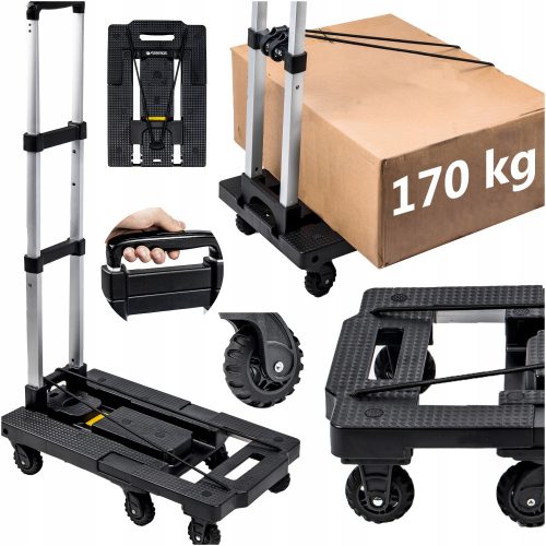 Foldable hand transport trolley, 170 kg, 7 wheels