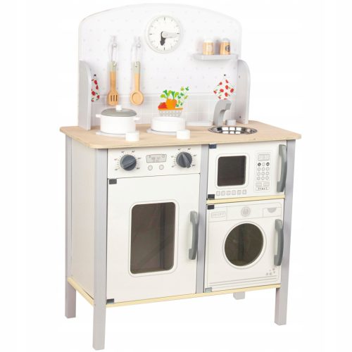  Wooden white kitchen for children LittleKiddoPlay washing machine microwave