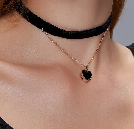  CHOKER NECKLACE for neck black heart chain velvet pretty