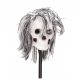  CURSED! Skull with Hair, Decorative Halloween Decoration with Shaft