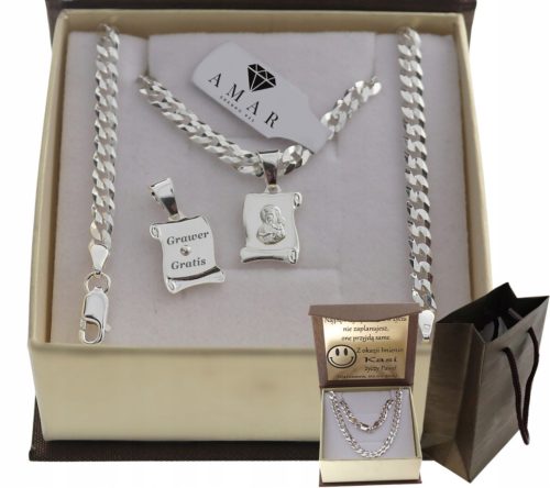  MEN'S SILVER FULL CHAIN ARMOR WITH PENDANT 925 + FREE ENGRAVING