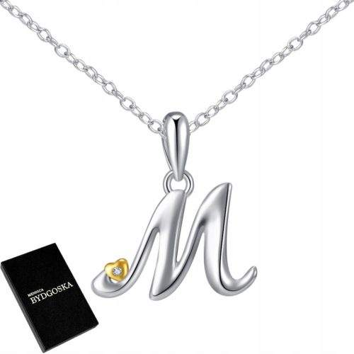  SILVER NECKLACE LETTER M LETTER NAME INITIALS CHAIN WITH PENDANT 925