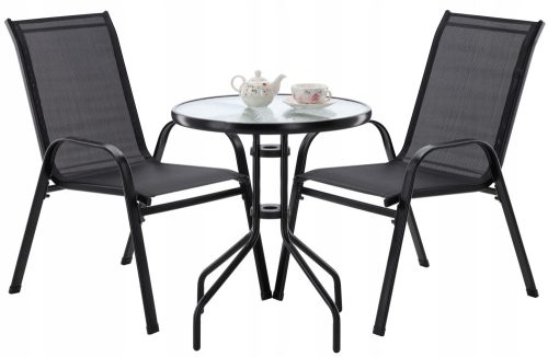 A set of garden and patio furniture GardenLine garden furniture set, black metal, 3 pieces.