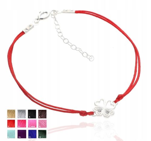  Silver string bracelet clover zircons bracelet with clover