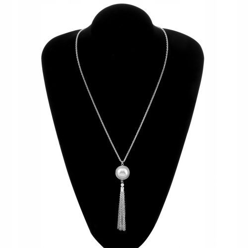  Necklace Chain Silver Fringe Pearl Long Tassel Autumn Sweater