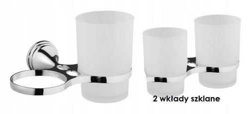 Cups and containers for the bathroom ONE MUG X 2 PIECES GLASS CHROME WITH SHINE 07039