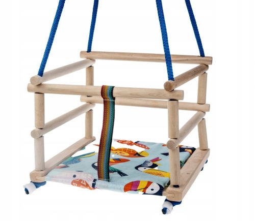 Hanging wooden rung swing for children