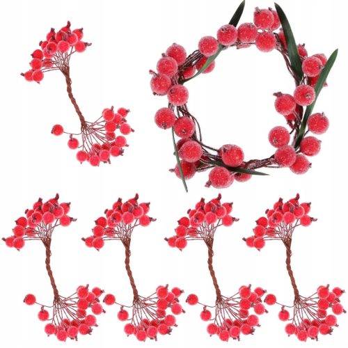  FROST RED ARTIFICIAL Rowan Tree, 100 pcs, BUNDLE, CHRISTMAS TREE DECORATIONS, BALLS