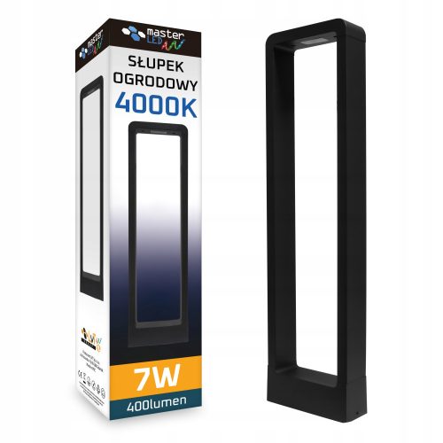  Rectangular light pole with integrated LED source, 50 cm, black