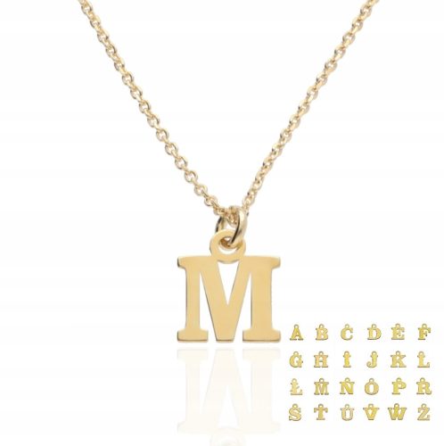  Gold Necklace chain letter with letter M 925 any letter 50 mm