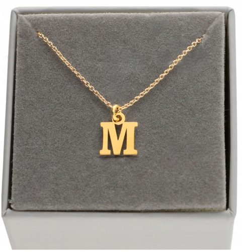  Gold Necklace chain letter with letter M 925 any letter 45 cm