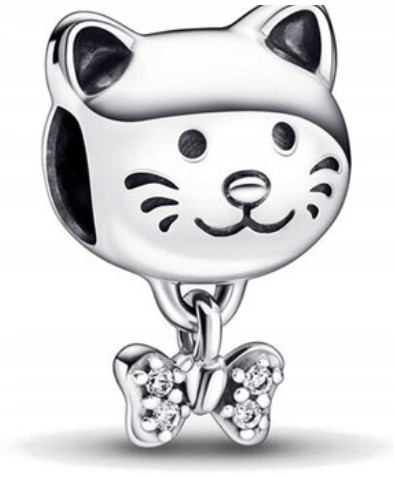  Charms CAT with bow CAT hanging Silver 925