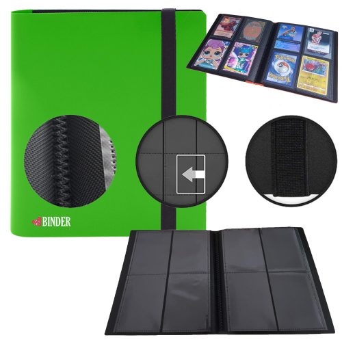  Safe Cards Storage 4 Pocket Green Binder Trading Card Album, 160 Cards