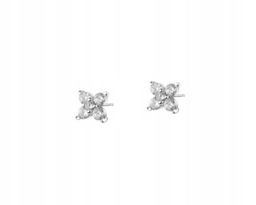  Apart Silver earrings with cubic zirconia flowers