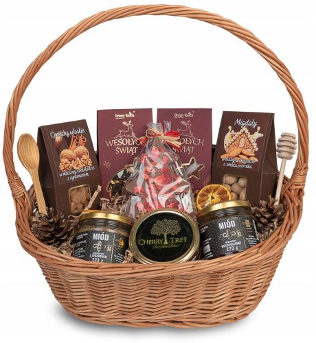  Wicker gift basket LARGE SET for Christmas with tea, sweets, honey