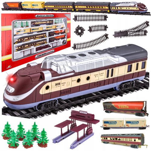  Train Train Electric Locomotive 6 CARS Trees Tracks Platform Fenfa 1:87