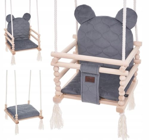 Garden, terrace and balcony swings Children's swing made of wood, velvet teddy bear 3in1, steel