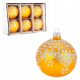  Hand-decorated glass Christmas tree balls 8 cm - gold set. 6 pcs.