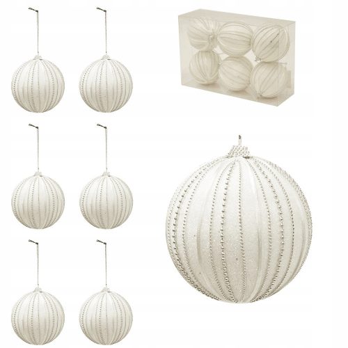  Unbreakable Christmas tree balls - cream 8 cm, 6 pcs.