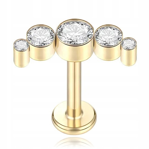  EARRING LABRET HELIX ZIRCONS OPAL GOLD TITANIUM 1.2/6