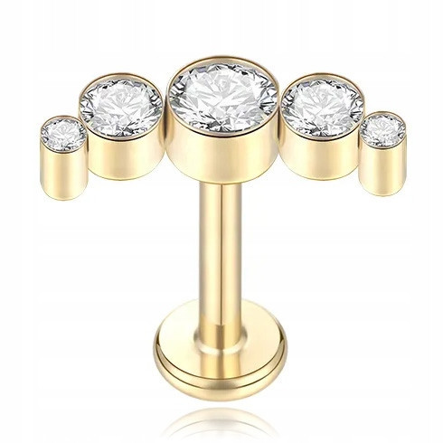  EARRING LABRET HELIX ZIRCONS OPAL GOLD TITANIUM 1.2/6